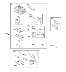 Carburetor Group Diagram and Parts List for 386777-0152-G1 200000 - 399999 Briggs and Stratton Engine